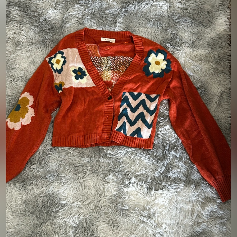 PacSun La Hearts Patchwork Knit Cardigan